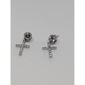 New Womens Cross Drop Earrings With Rhinestones. Dangle Elegant Copper Jewelry
